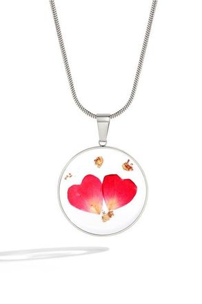 Mint & Lily Pressed Birth Flower Necklace in Silver /April Daisy at Nordstrom