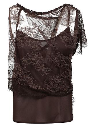 Pinko Skoda Lace Overlay Mesh Top