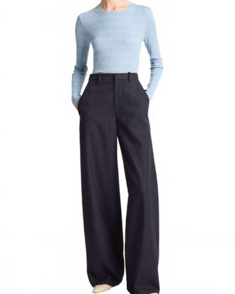 Vince Striped Ribbed Pima Cotton Long-Sleeve T-Shirt In Amalfi Combo