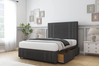 Sloomy Kingsley Dumfries Divan Set 2 Drawers-26 Headboard-Footboard in Dark Grey | Size: Small Single