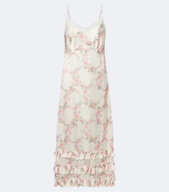 Simone Rocha Floral lace-trimmed satin slip dress