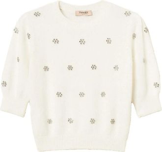 Twinset Maglie Sweater - Dames - Ronde hals truien - Wit - XS - Truien & Vesten