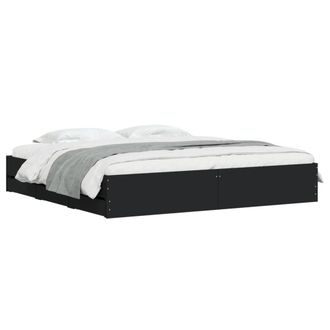 Berkfield Home Modern Bed Frame with Drawers without Mattress Black 200x200 cm