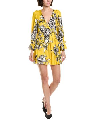 Alice & Olivia Alice + Olivia Clarissa Deep V Tie Sleeve Mini Dress