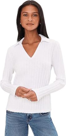 Michael Stars Liyah Long Sleeve Collared Top Womens Clothing White : MD (US 6-8), Cotton/Spandex/Viscose
