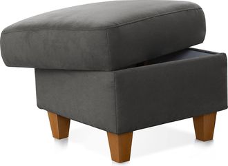 CAVADORE Lederhocker Corianne - Rechteckiger Hocker In Kunstleder Schwarz