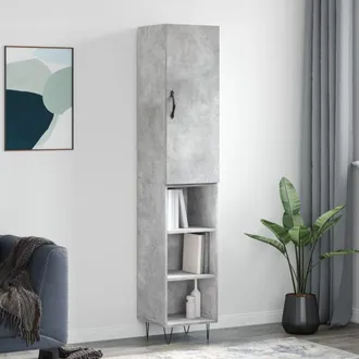 vidaXL Vidaxl - Aparador De Madera Contrachapada Gris Hormig&oacute;n 34,5x34x180 Cm