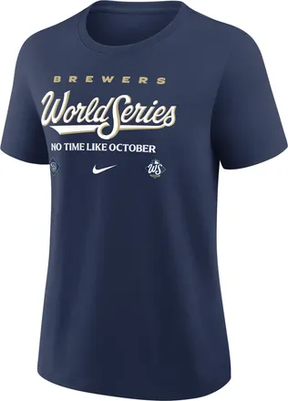 Nike Milwaukee Brewers 2026 World Series Participant Authentic Collection Nike Womens MLB T-Shirt in Blue | 01K944BMZW-W6A