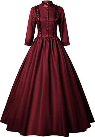 Generic Victorian Dress Women Medieval Gothic Dresses Vintage Renaissance Dress Retro Long Sleeve Maxi Party Dress Gothic Punk Halloween Costumes Club Cocktai