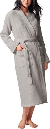 Coyuchi Gender Inclusive Organic Cotton Waffle Texture Robe in Fog at Nordstrom, Size X-Small/small
