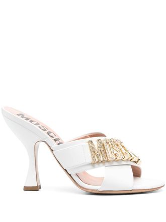 Moschino 110mm logo-plaque sandals - White