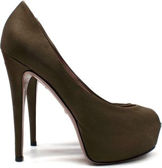 Gucci Olive Satin Platform Pumps Size 36
