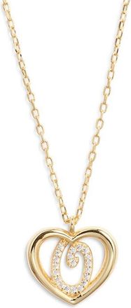 Argento Vivo Heart Cubic Zirconia Initial Pendant Necklace in Gold O at Nordstrom