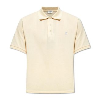 Saint Laurent Polo Shirts, male, Beige, Size: M Cassandre Polo Shirt
