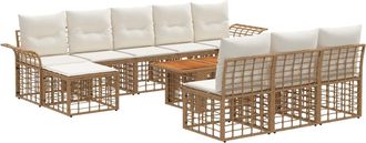vidaXL Conjunto De Sof&aacute;s De Jard&iacute;n 11 Uds. Natural Y Crema Vidaxl