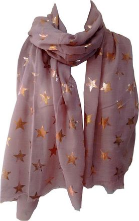 GlamLondon Stars Scarf Rose Gold Glitter Foil Antique Star Print Ladies Party Wedding Fashion Wrap (Dusky Pink)