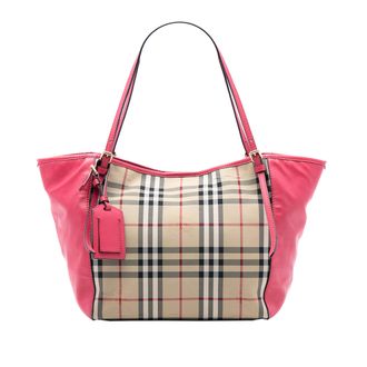 Burberry Tweedehands Kleine Haymarket Ruit Canvas en Leer Canterbury Tote