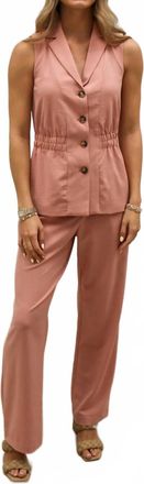 Skies Are Blue Clothing Mid Rise Wide Leg Woven Pants In Rose Quartz