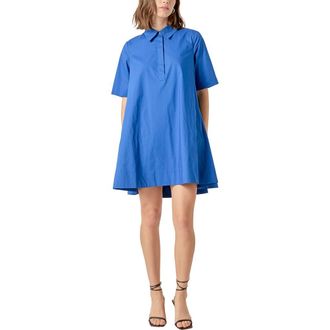 English Factory Trapeze Cotton Shirtdress in Blue at Nordstrom Rack, Size X-Small