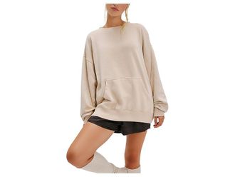 Free People Slow It Down Pullover Womens Clothing Morning Oat : XS (Womens 0-2), Cotton/Polyester