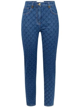 Elisabetta Franchi all-over diamond-print jeans - women - Elastane/Cotton - 28 - Blue
