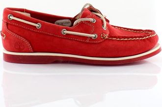 Timberland Classis Boat 2 Eye Red Leather Lace Up Womens Shoes 8866R Leather (archived) - Size UK 4