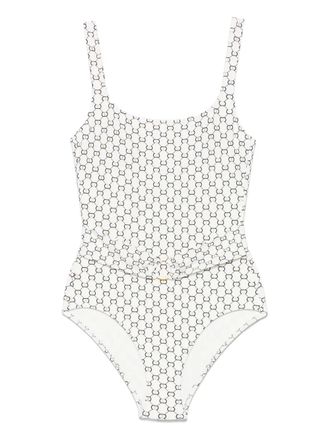 Twin-Set all-over logo-print swimsuit - White