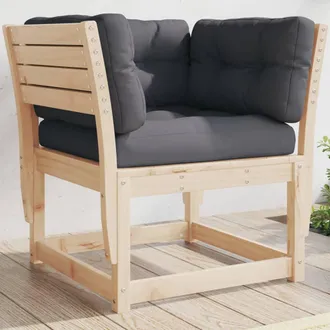 vidaXL Sof&aacute; De Jard&iacute;n Con Reposabrazos Cojines Madera Maciza De Pino Vidaxl