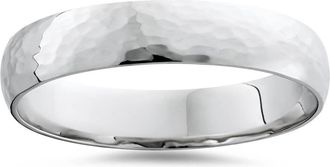 Pompeii3 14K White Gold 4mm Hammered Wedding Band Ring New Size Selectable