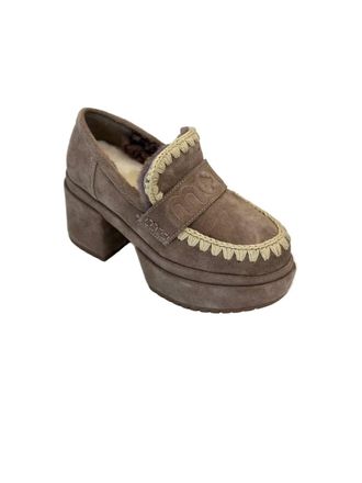 Mou Womens Platform Suede Loafer In Elephant Grey