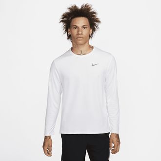 Nike Mens Miler Dri-FIT Long-Sleeve Running Top in White | FB7070-100