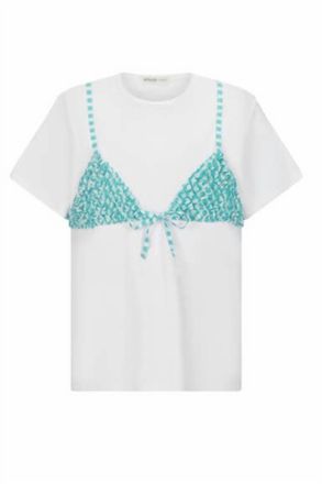 Pitusa Womens Bikini Top T-Shirt In Aqua
