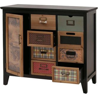 Hhg Comò da farmacia HHG-295, armadio con cassetti portatarghette, motivo vintage shabby legno, 80x91x40cm, telaio naturale