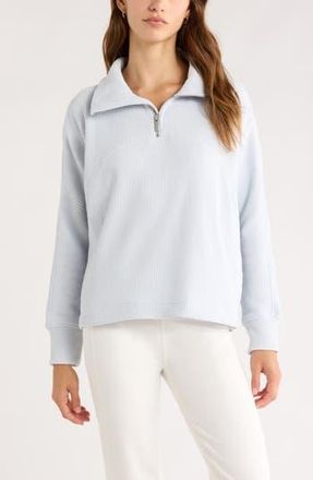 Zella Half Zip Waffle Stitch Sweatshirt in Blue Ancient Marl at Nordstrom Rack, Size Xx-Large