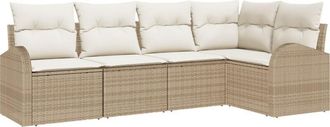 vidaXL Garden Sofa Set with Cushion 5 pcs Beige Poly rattan Vidaxl