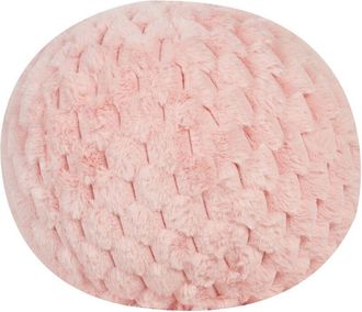 Beliani Beliani - Coj&iacute;n Decorativo Esf&eacute;rico Patr&oacute;n Liso 30 X 30 Cm Lana Pelo Sint&eacute;tico Rosa Rosea