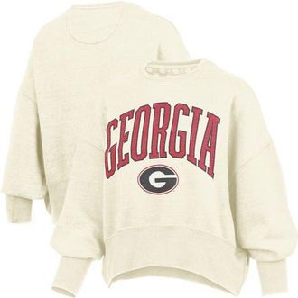 Pressbox Womens Pressbox Natural Georgia Bulldogs Oversized Waist-Length Crewneck Sweatshirt at Nordstrom, Size Xx-Large
