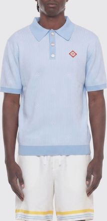 Casablanca Polo a righe in maglia di cotone con colletto e polsini a costine