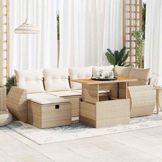 vidaXL Set Sof&aacute;s Jard&iacute;n Y Cojines 8 Pzas Rat&aacute;n Sint&eacute;tico Acacia Beige Vidaxl