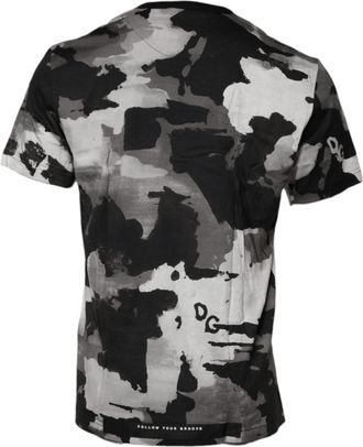 Dolce & Gabbana Multicolor Camouflage Crew Neck Mens T-shirt