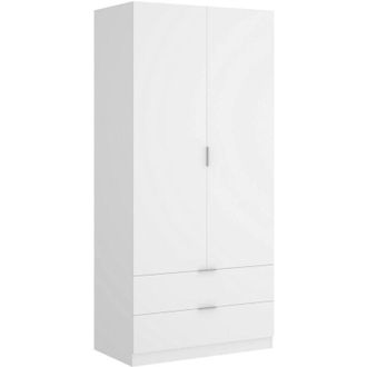 Dmora Dmora - Guardaroba Pisanino, Mobile appendiabiti per camera da letto, Armadio a 2 ante battenti e 2 cassetti, 81x52h184 cm, Rovere, con imballo