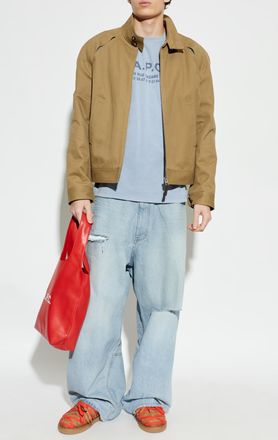 A.P.C. T-shirt With Logo, Mens, Light Blue