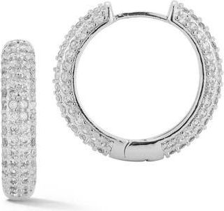 Glaze Jewelry Pav&eacute; Cubic Zirconia Huggie Hoop Earrings in Silver at Nordstrom Rack