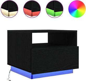 vidaXL Mesa De Centro Con Luces Led Roble Negro 50x49x40 Cm Vidaxl