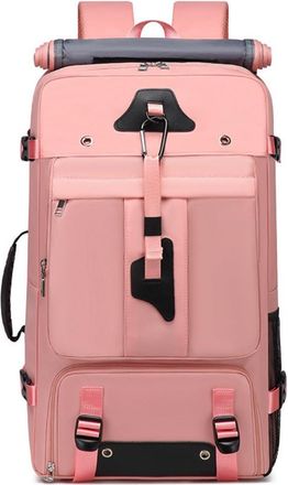 Generic Double Shoulder Mens Backpack Large Capacity Crossbody Handbag Outdoor Hiking Woman(fashion pink 60 liters (back + lift + shoulder + trolley function)