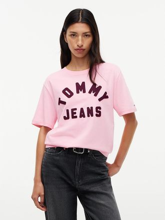 Tommy Hilfiger Womens Tommy Jeans Stitched Arch Logo T-Shirt - Pink Sugar - XL