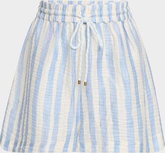 Marie Oliver Ana Striped Wide-Leg Beach Shorts