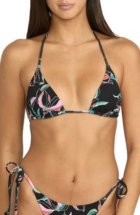 Volcom Dream in Bloom Triangle Bikini Top in Black Multi at Nordstrom, Size X-Large