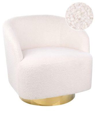 Beliani Sill&oacute;n giratorio boucl&eacute; blanco crema