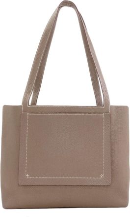 Herm&egrave;s Grayish Taurillon Clemence Leather Tote Bag (Pre-Owned)